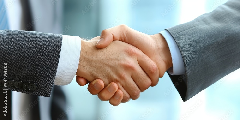 A close-up of a firm handshake between two businesspeople sealing a partnership with a background blur of a conference room professional and confident A close-up of a firm handshake between two businesspeople sealing a partnership with a background blur of a conference room professional and confident