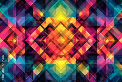 Abstract Geometric Pattern with Vibrant Colors created with Generative AI