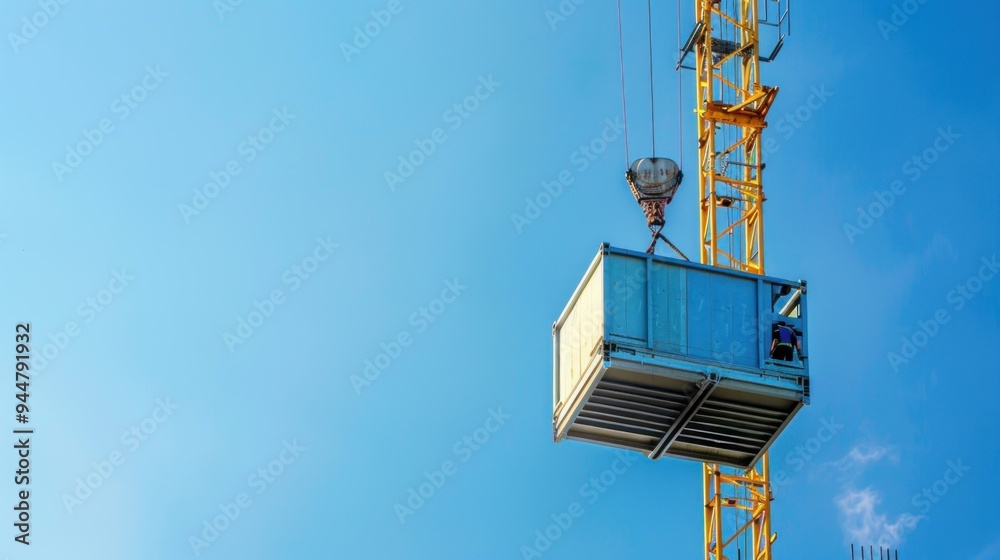 Construction Crane Lifting a Large Metal Box Construction Crane Lifting a Large Metal Box