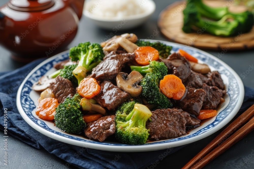 Beef and Broccoli Stir-Fry with Carrots and Mushrooms Beef and Broccoli Stir-Fry with Carrots and Mushrooms