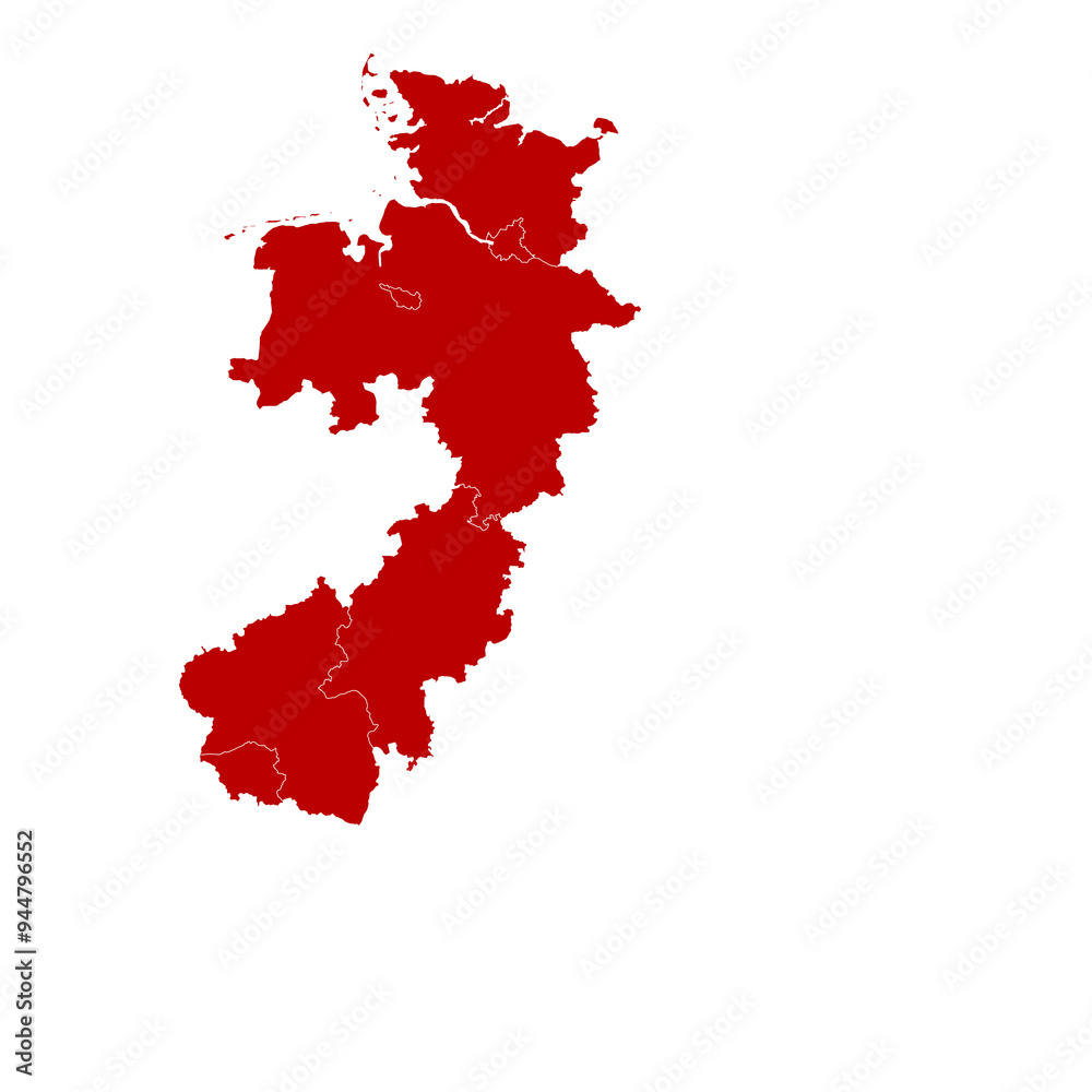 Map of Germany with the possible electoral districts in which the SPD dominates with the red party color and could therefore achieve the majority. Federal elections of the German population Map of Germany with the possible electoral districts in which the SPD dominates with the red party color and could therefore achieve the majority. Federal elections of the German population