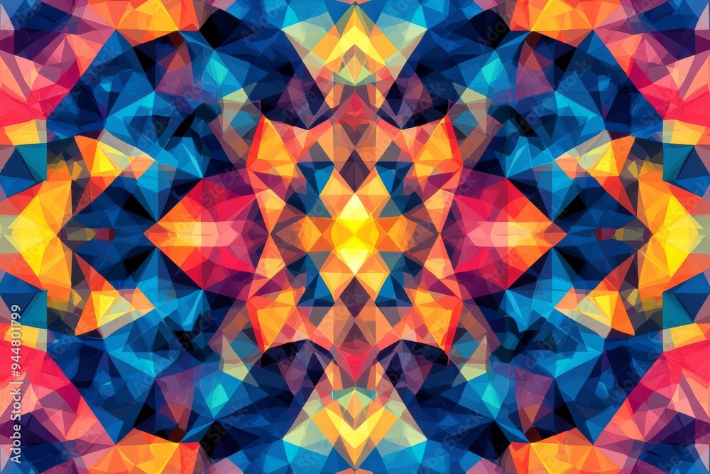 Abstract Geometric Pattern with Vibrant Colors created with Generative AI Abstract Geometric Pattern with Vibrant Colors created with Generative AI