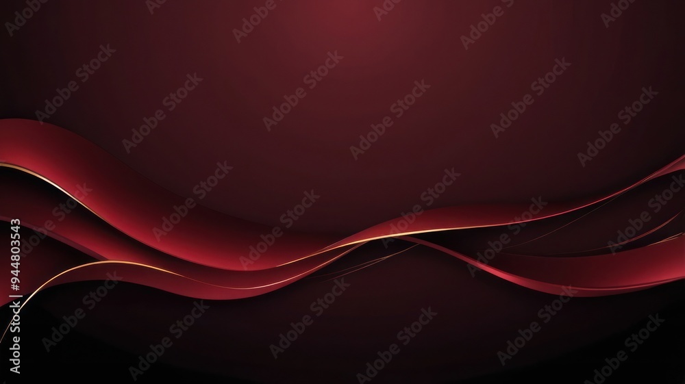 Fototapeta premium Background Dark Red and Black with thin gold in Wave Abstract Vector