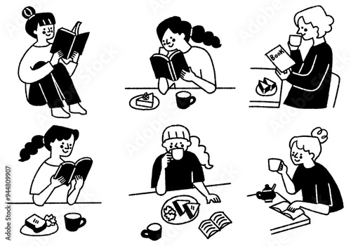 Daily life of a woman drinking coffee_2