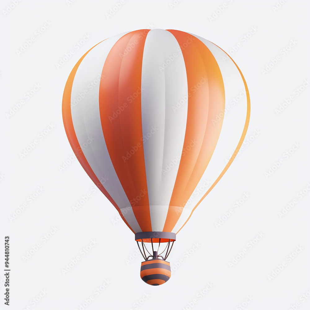 Obraz premium 3d icon of colorful hot air balloon isolated white.