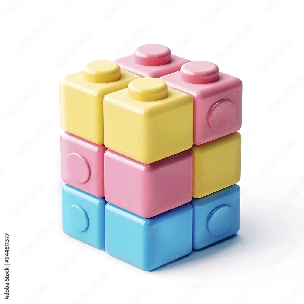 3D Icon of Colorful Building Block Isolated on White Background 3D Icon of Colorful Building Block Isolated on White Background
