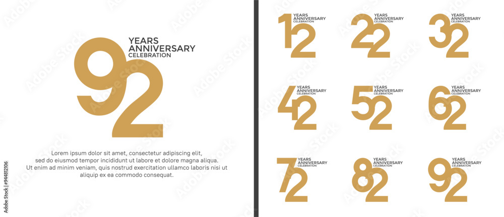 anniversary logo style set with brown color can be use for celebration moment anniversary logo style set with brown color can be use for celebration moment
