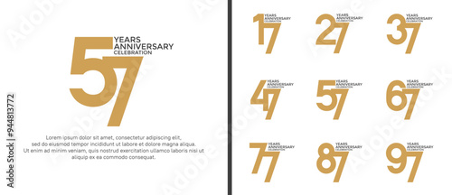 anniversary logo style set with brown color can be use for celebration moment