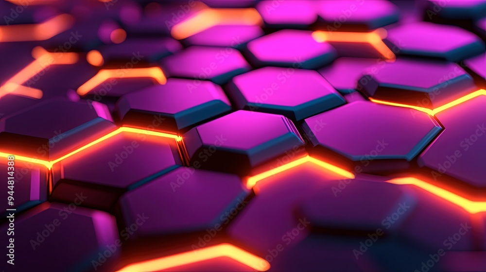 Concentric hexagons, layered effect, glowing edges, high contrast lighting Concentric hexagons, layered effect, glowing edges, high contrast lighting