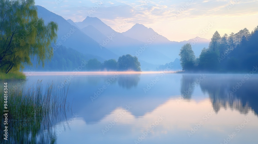 Misty Mountain Lake at Sunrise Misty Mountain Lake at Sunrise
