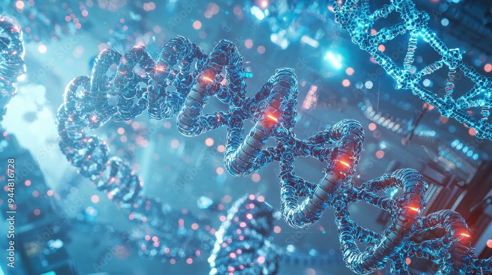 Abstract D DNA Helix Molecular Structure With Bokeh Lights Abstract D DNA Helix Molecular Structure With Bokeh Lights