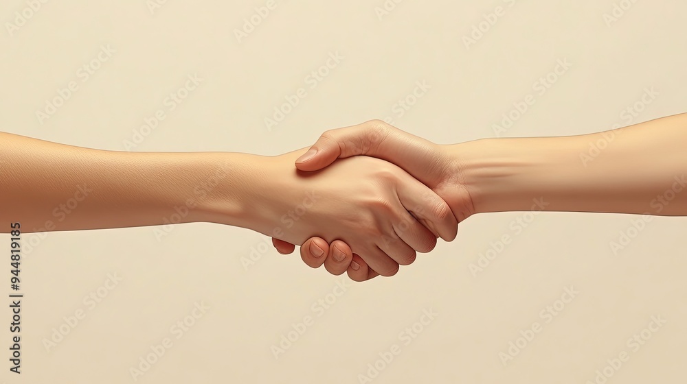 Hands in a handshake, formal agreement, bright neutral light Hands in a handshake, formal agreement, bright neutral light