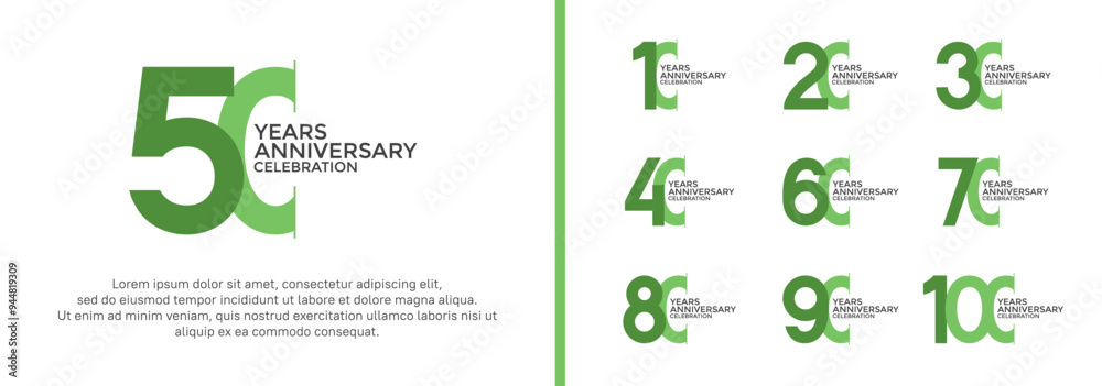 anniversary logo style set with green color can be use for celebration moment anniversary logo style set with green color can be use for celebration moment