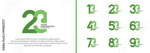 anniversary logo style set with green color can be use for celebration moment