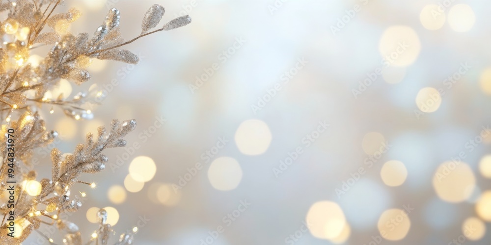A serene close-up of elegant foliage with a dreamy soft focus background, perfect for seasonal or festive themes.