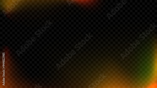 Light leak effect background. Saturated retro film overlay. Old photo filter template. Vintage exposed lens flare texture backdrop. Blurry gradient photographic wallpaper. Vector burn film effect