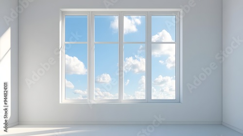 36. **A modern window with a slim aluminum frame, displayed on a pristine white background.