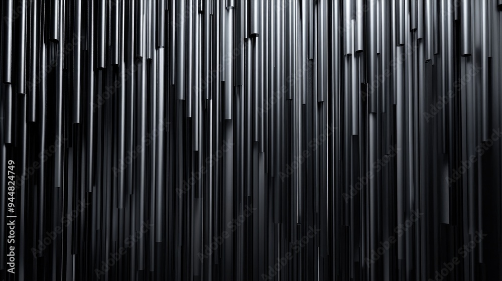 3D rendered abstract metallic backdrop featuring vertical tubes that shift dynamically in an up and down motion 3D rendered abstract metallic backdrop featuring vertical tubes that shift dynamically in an up and down motion