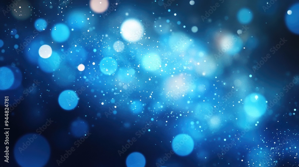 Abstract illustration featuring beautiful blue bokeh circles with delicate particles Abstract illustration featuring beautiful blue bokeh circles with delicate particles