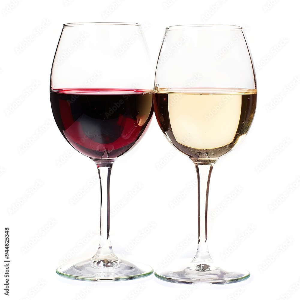 Elegant Wine Glass on a White Background, Showcasing the Refined and Timeless Appeal of Wine. Elegant Wine Glass on a White Background, Showcasing the Refined and Timeless Appeal of Wine.