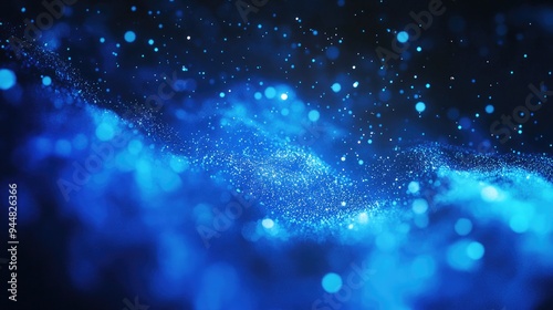 Abstract blue particles for event trailers cinematic openers and digital technology concert backgrounds