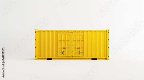 Yellow Data Container on a White Background, Featuring a Bright and Clean Design That Highlights the Container’s Shape and Functionality. 