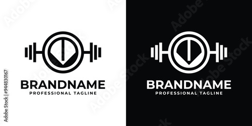 Letter V Barbell Gym Logo, Perfect for Fitness Centers and Gyms