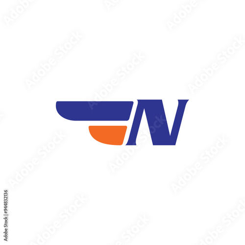 letter N wing logo design concept template