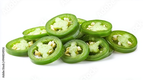 Wallpaper Mural Pile of slices of jalapenos chili isolated on a white background  Torontodigital.ca
