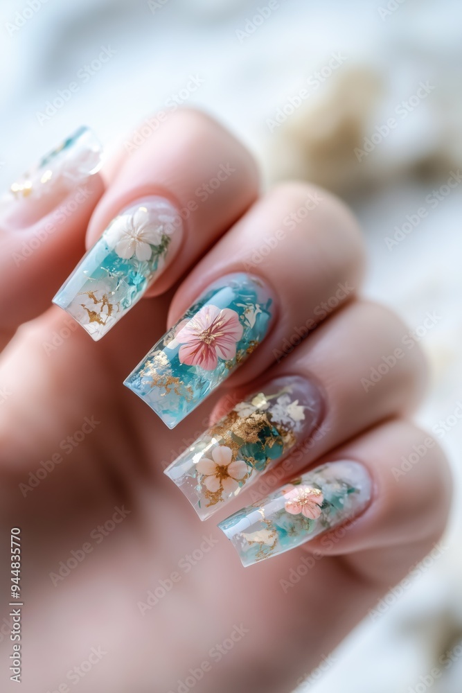 Girl's flower beautiful nail art Girl's flower beautiful nail art