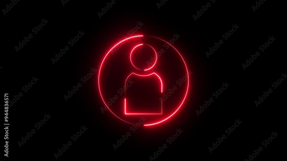 Abstract neon glowing new user icon,contract icon animation on background. Abstract neon glowing new user icon,contract icon animation on background.