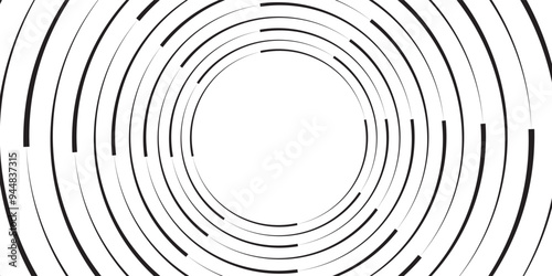 Black concentric circle set. Sonar or sound wave ring collection. Dotted and linear epicentre, target, radar icon concept. Ripple radial signal or vibration elements. EPS 10