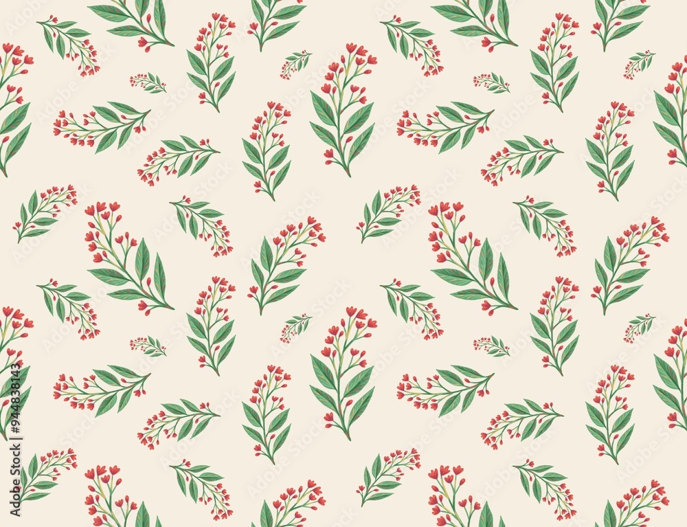 A charming seamless pattern featuring classic floral elements Perfect for holiday-themed designs, wrapping paper, textiles, and festive decorations. The pattern captures the joyful spirit of floral, w A charming seamless pattern featuring classic floral elements Perfect for holiday-themed designs, wrapping paper, textiles, and festive decorations. The pattern captures the joyful spirit of floral, w