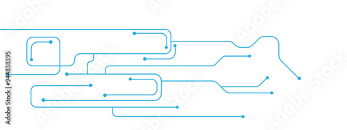 Vectors Technology blue circuit diagram. High-tech connection system on a white background.