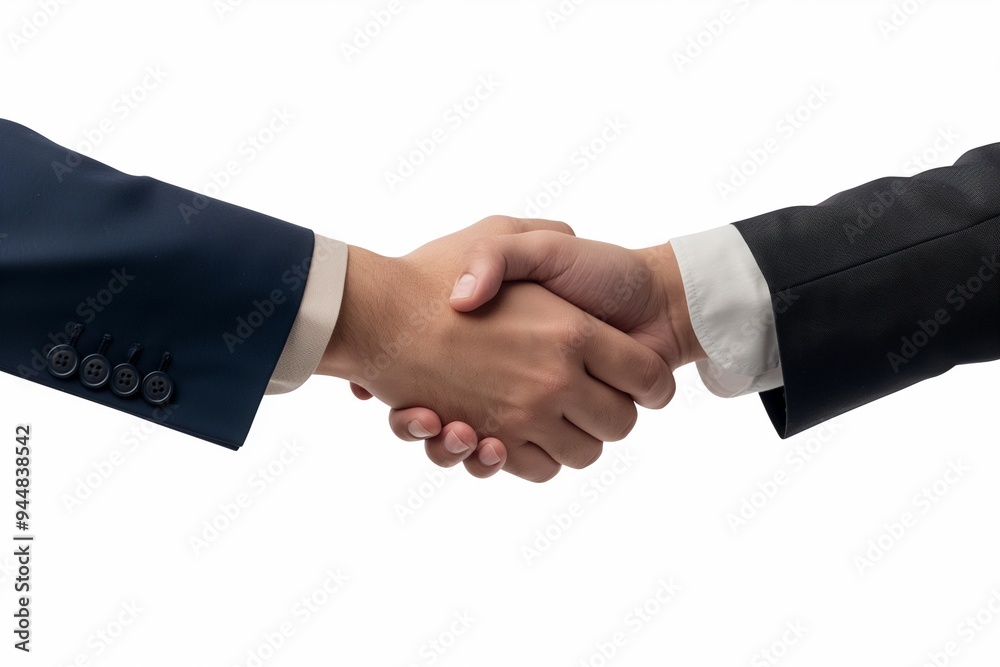 Two hands shaking isolated on white background