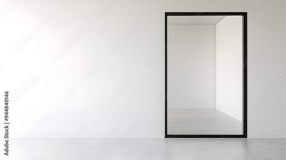 65. **A contemporary sliding window with slim black framing and clear glass, rendered on a pristine white background. 65. **A contemporary sliding window with slim black framing and clear glass, rendered on a pristine white background.