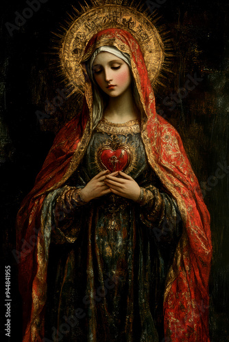Immaculate Heart of Mary. AI generative.