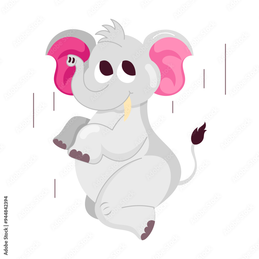 A comic style sticker of elephant jump
A comic style sticker of elephant jump