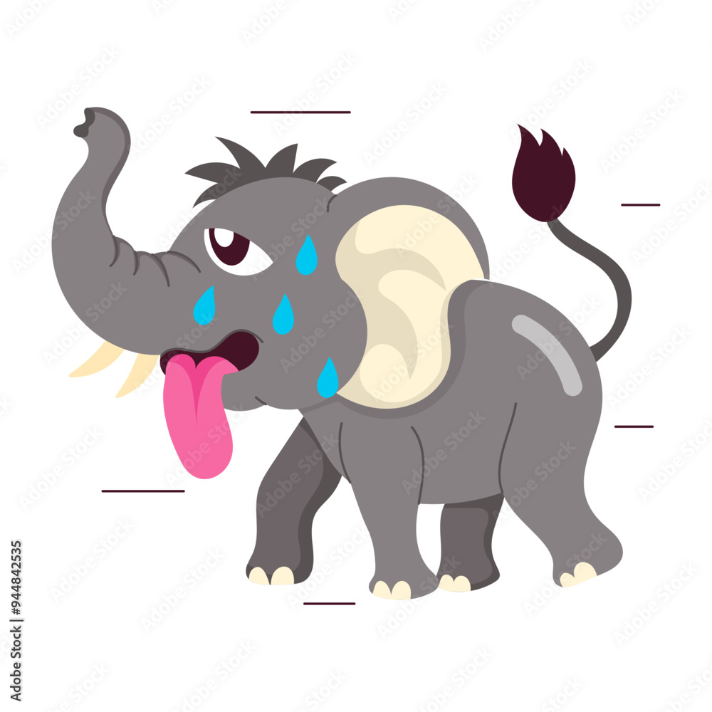 Comic style sticker of sweaty elephant walking
Comic style sticker of sweaty elephant walking