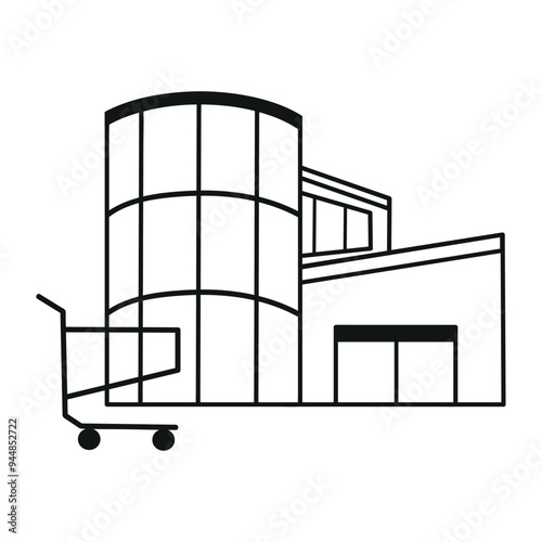 Shopping mall line icon clipart avatar logtotype isolated vector illustration