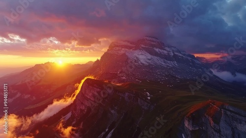 Sunset Over Mountain Peaks