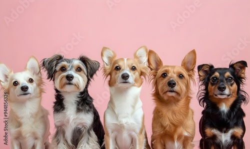 Worldwide Dog Breeds Showcased in Pastel Colored Studio Portrait