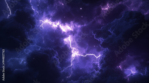 lightning strom in the cloudy night sky