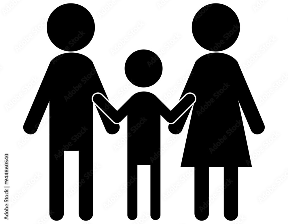 両親と一緒にいる子どものピクトグラム 両親と一緒にいる子どものピクトグラム