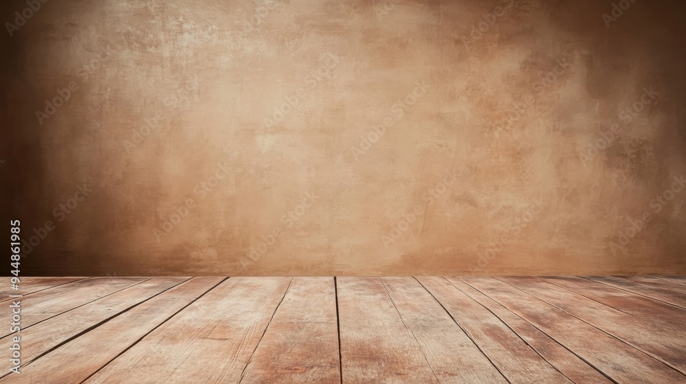 A rustic wooden floor with a warm, textured wall backdrop, perfect for showcasing products, decorations, or creative projects. A rustic wooden floor with a warm, textured wall backdrop, perfect for showcasing products, decorations, or creative projects.
