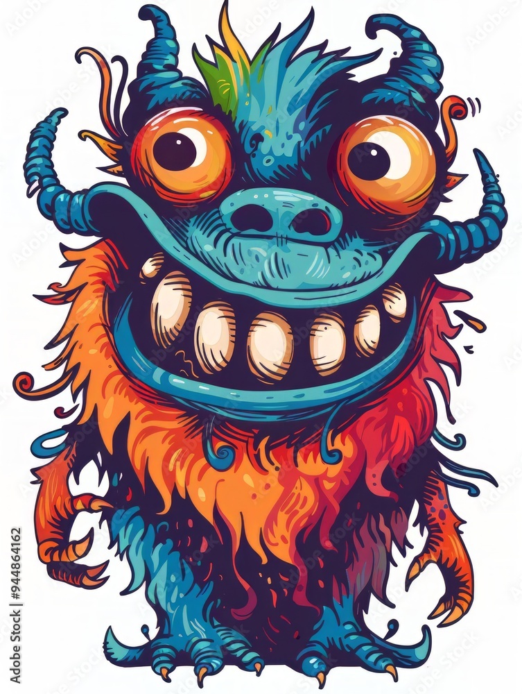 Fototapeta premium Doodle Art Illustration for Merchandise Clothing, Fashion Textile, Sport Apparel and Clothes Design Printing, Street Art Graffiti Pattern, Colorful Streetwear Design Bundle.