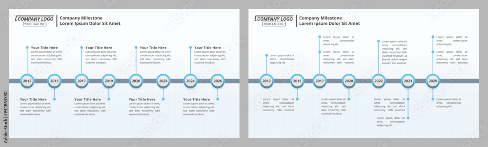 Obraz premium Milestone Achievement Infographic Timeline from 1 up to 8 Steps and Editable Text on a 16:9 Layout for Business Presentations, Management, and Evaluation.