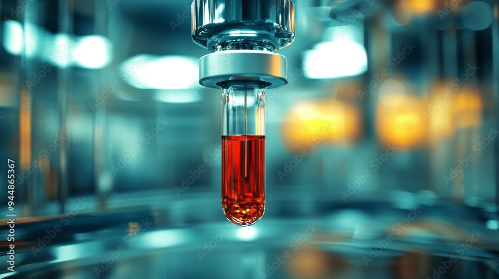 Macro view of an IV drip chamber Macro view of an IV drip chamber