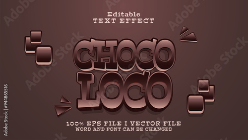 editable choco loco text effect.typhography logo