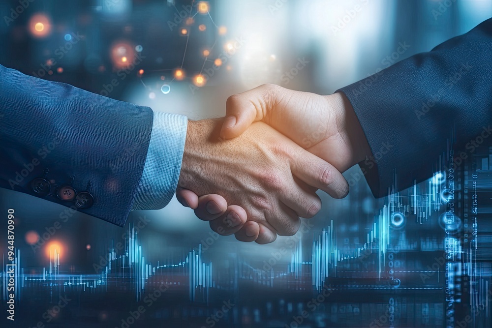 Businessmen making handshake with partner, greeting, dealing, acquisition, business joint venture concept, for business, finance and investment background, teamwork and successful business , ai Businessmen making handshake with partner, greeting, dealing, acquisition, business joint venture concept, for business, finance and investment background, teamwork and successful business , ai